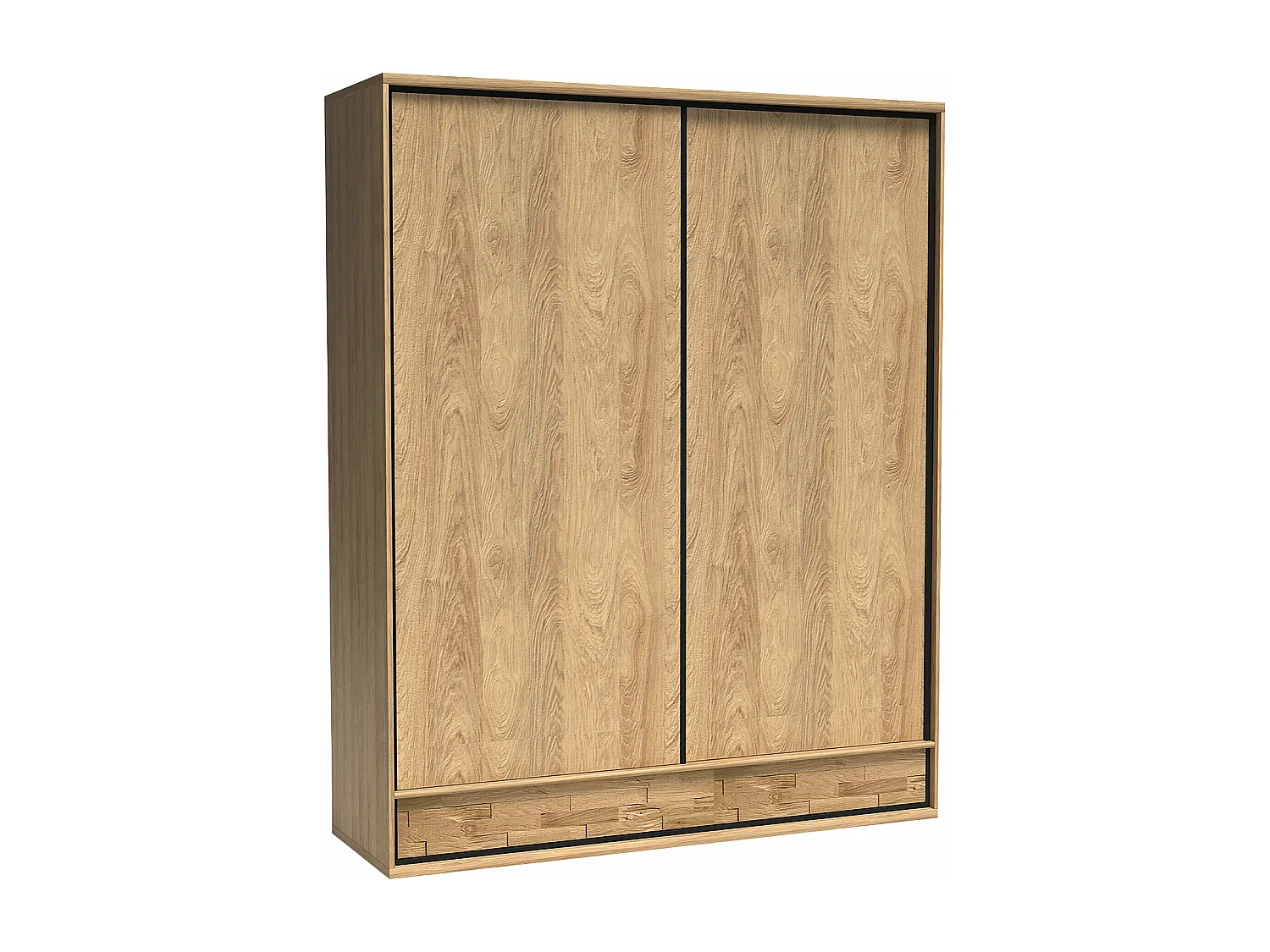 Armoire Etrmoni 109, Chêne|Clair bois, 221x177x59cm, Portes d'armoire: Coulissantes