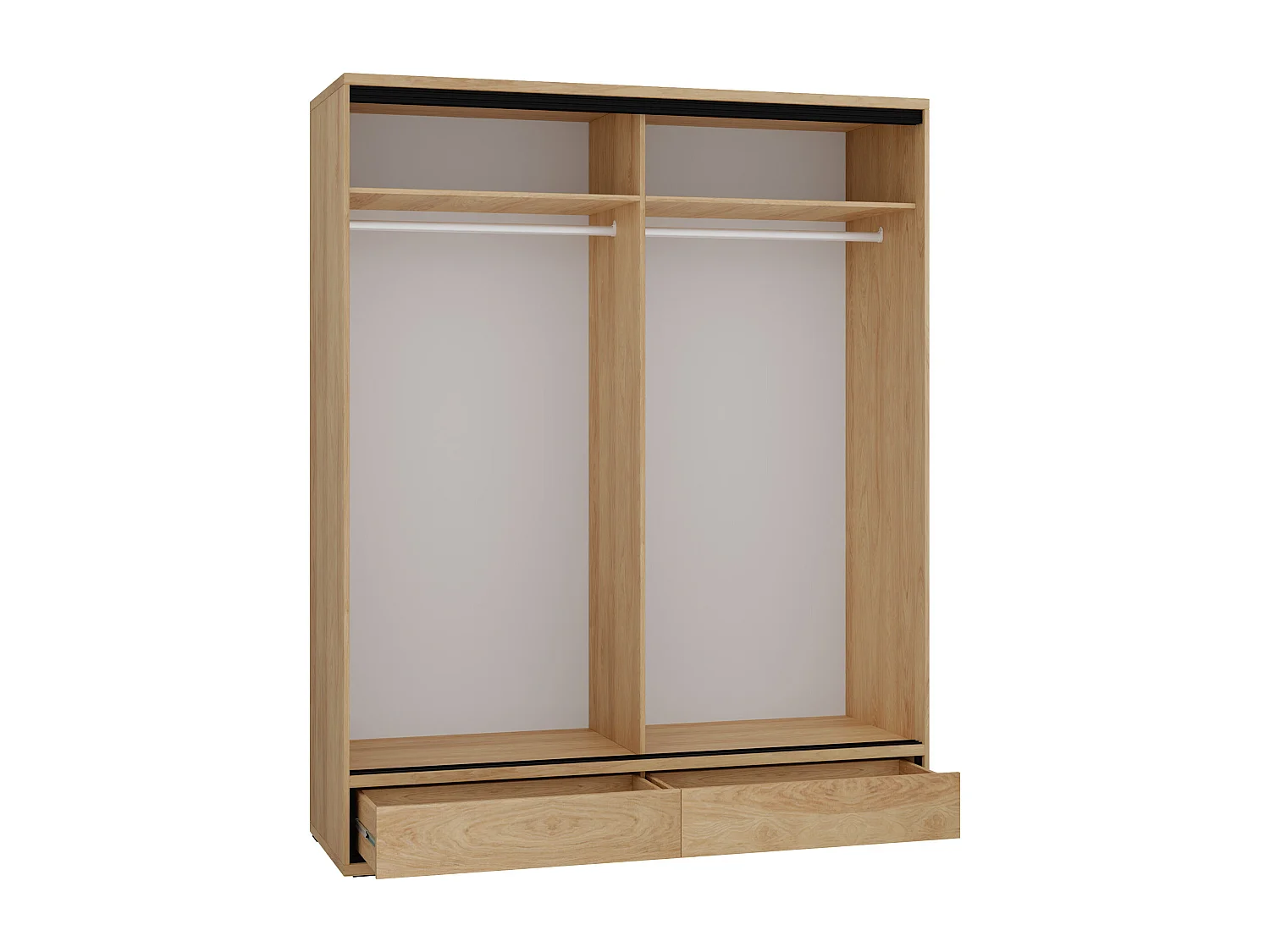 Armoire Etrmoni 109, Chêne|Clair bois, 221x177x59cm, Portes d'armoire: Coulissantes