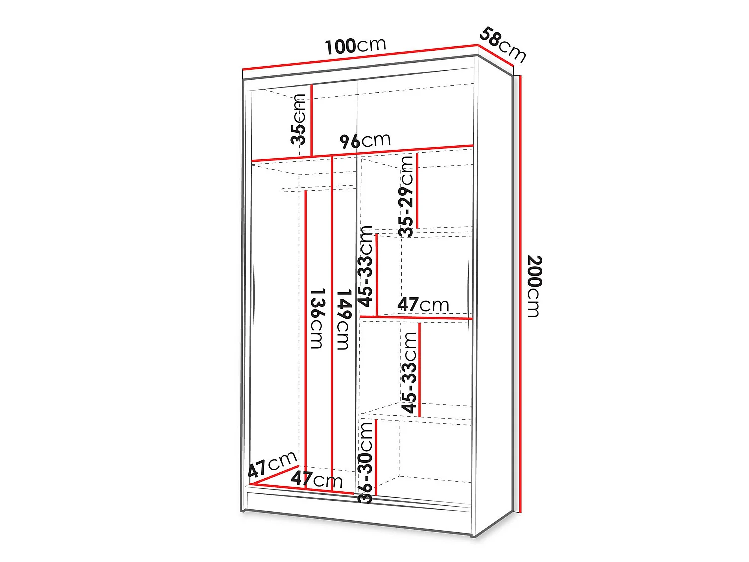 Armoire Closico Fractor V, Nombre d'étagères: 4, 20x10x6cm