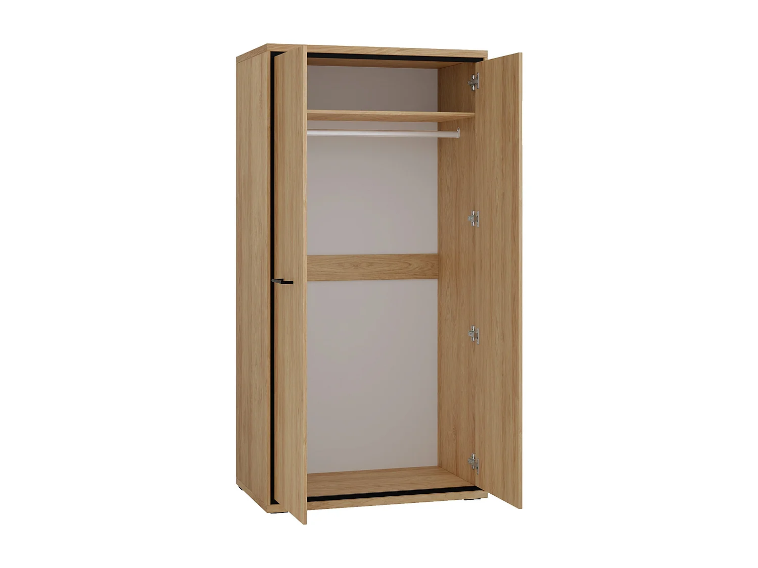 Armoire Etrmoni 100, Clair bois, 197x92x59cm, Portes d'armoire: Avec des charnières