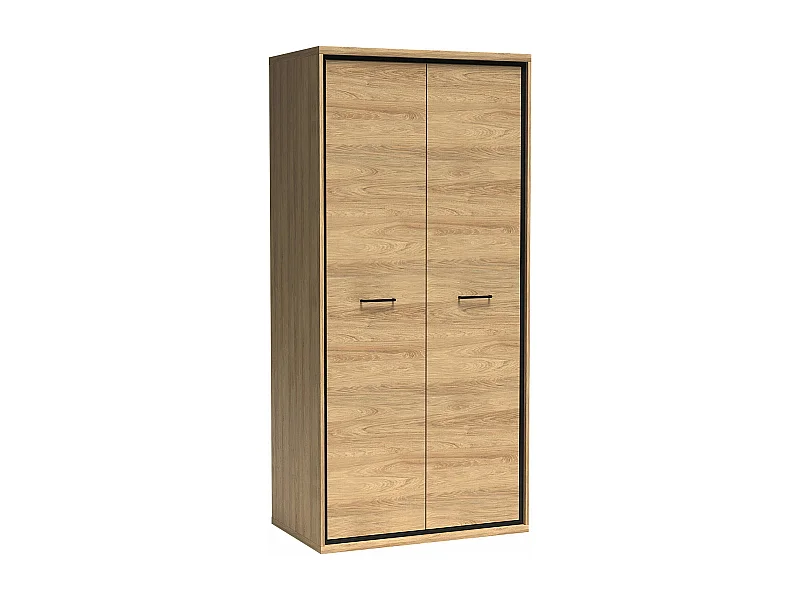 Armoire Etrmoni 100, Clair bois, 197x92x59cm, Portes d'armoire: Avec des charnières