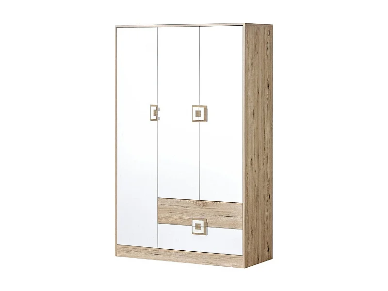 Armoire Tolfere 103, Blanc|Chêne clair, 190x120x50cm, Nombre d'étagères: 4