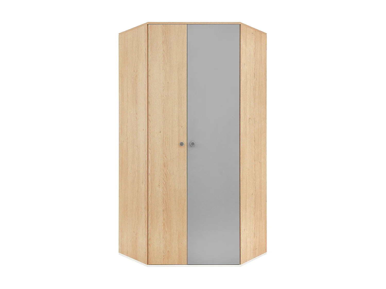 Armoire d'angle Tesmonu 101, Gris|Blanc|Chêne, 190x90x90cm, Nombre d'étagères: 5