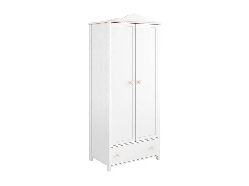 Armoire Elblive 111, Rose clair|Blanc, 184x85x52cm, Portes d'armoire: Avec des charnières