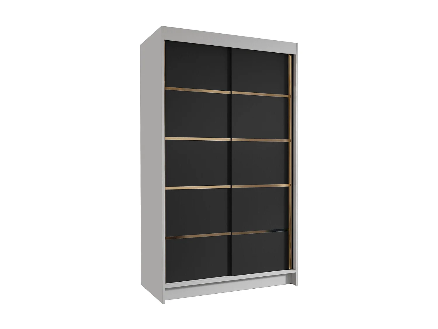 Armoire Closico 189, Noir|Blanc, 200x100x58cm, Portes d'armoire: Coulissantes