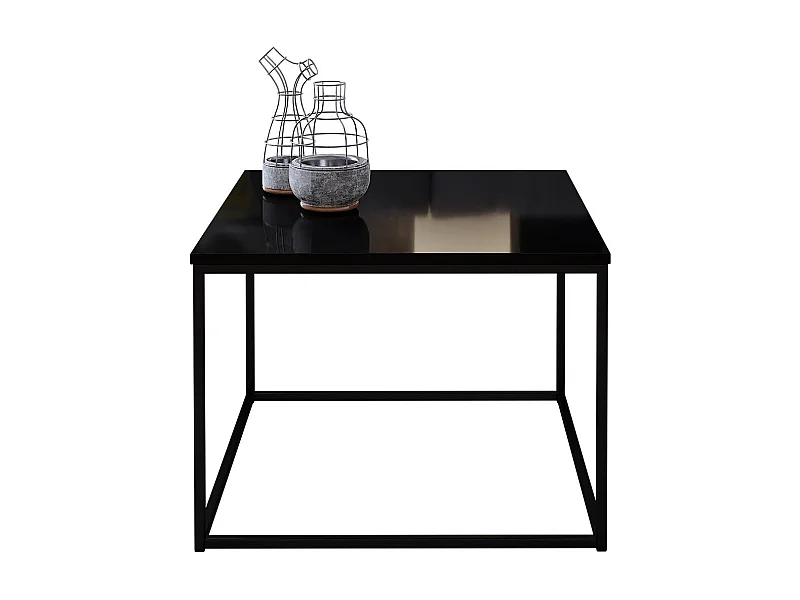 Table basse Germantown 105, Noir mat|Noir brillant, 44x60x60cm, Stratifié, Angulaire