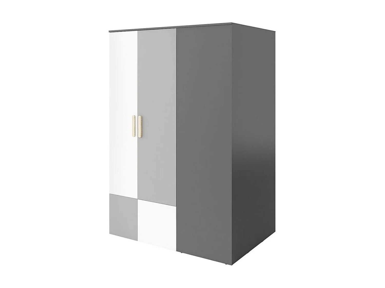 Armoire Veravie 100, Blanc|Gris clair|Graphite, 193x130x93cm