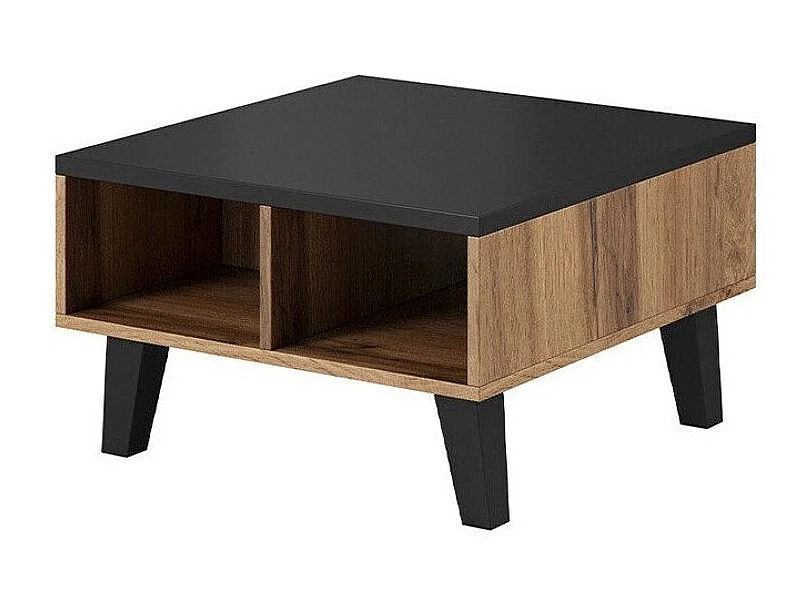 Table basse Larfloi 100, Noir|Chêne wotan, 35x60x60cm, Stratifié, Angulaire