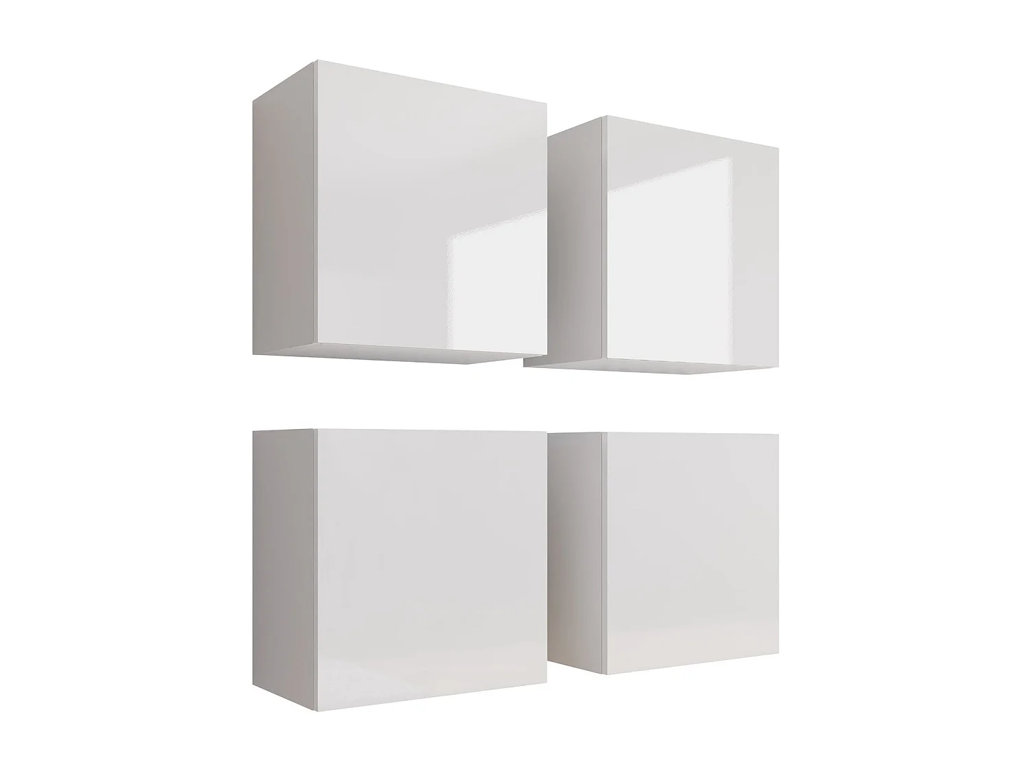 Ensemble d'armoires Vilrin, Blanc|Blanc brillant, 100x100x30cm, MDF|Stratifié