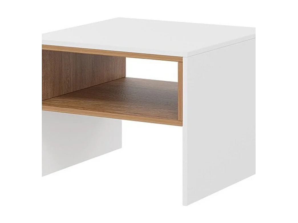 Table basse Mavenoa 107, Chêne doré|Blanc, 46x60x60cm, Stratifié, Angulaire