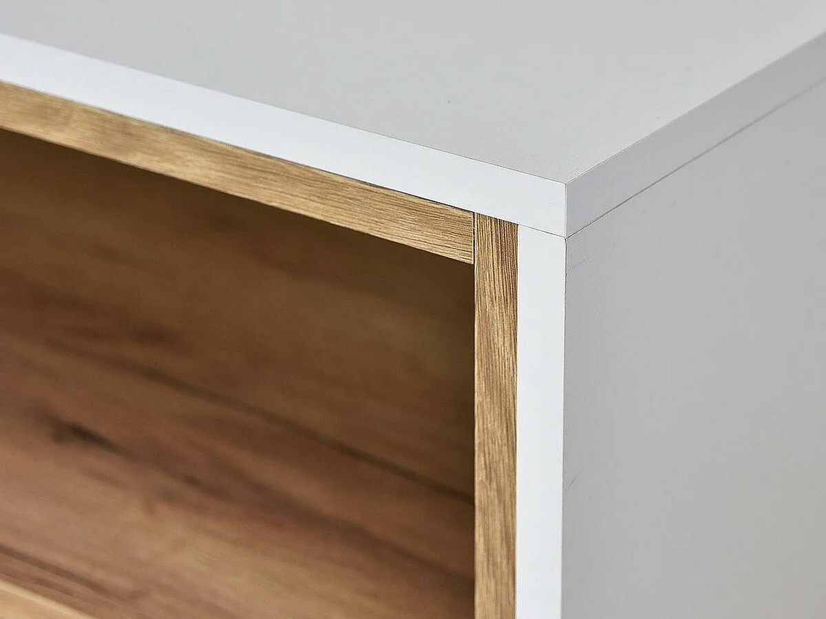 Table basse Mavenoa 107, Chêne doré|Blanc, 46x60x60cm, Stratifié, Angulaire