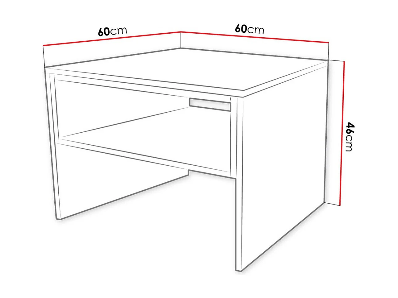 Table basse Mavenoa 107, Chêne doré|Blanc, 46x60x60cm, Stratifié, Angulaire