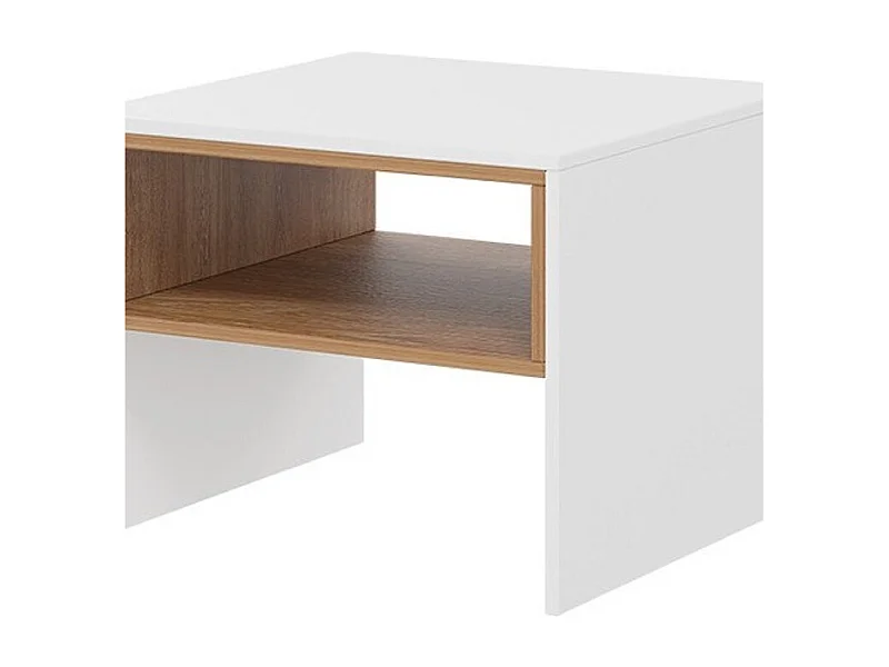 Table basse Mavenoa 107, Chêne doré|Blanc, 46x60x60cm, Stratifié, Angulaire