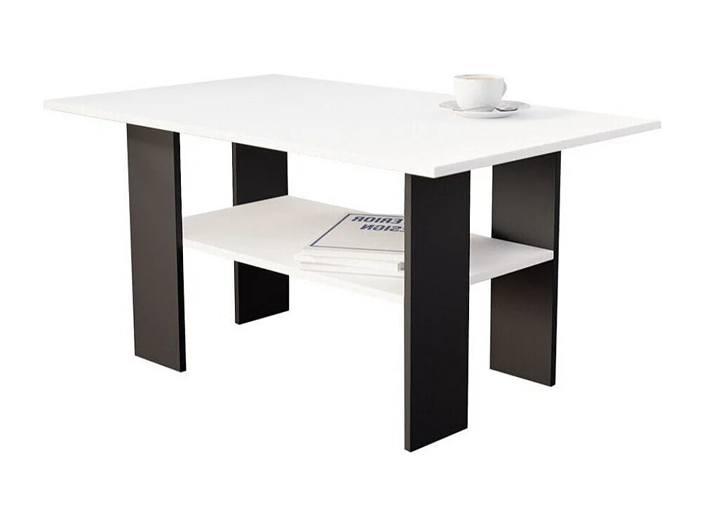 Table basse Reading 101, Noir|Blanc, 50x60x100cm, Stratifié, Angulaire