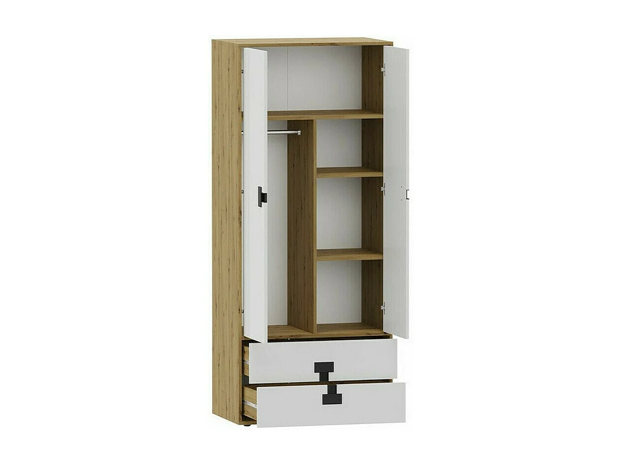 Armoire Florevi 113, Chêne Artisan|Gris brillant, 191x80x50cm, Nombre d'étagères: 3