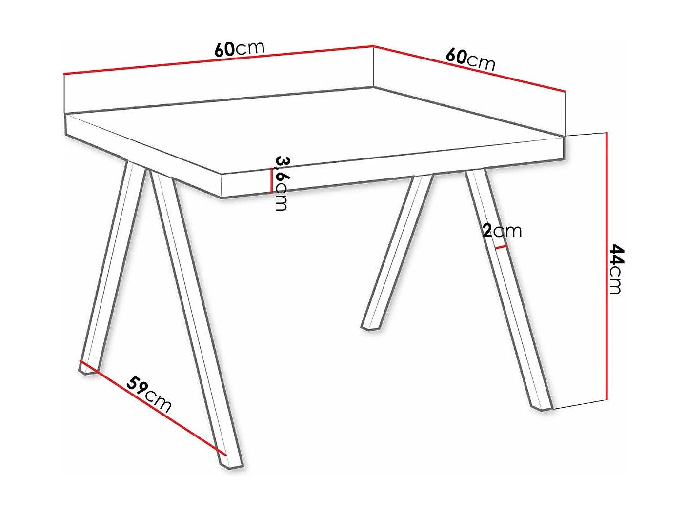 Table basse Germantown 110, Noir|Chêne lancelot, 44x60x60cm, Stratifié, Angulaire