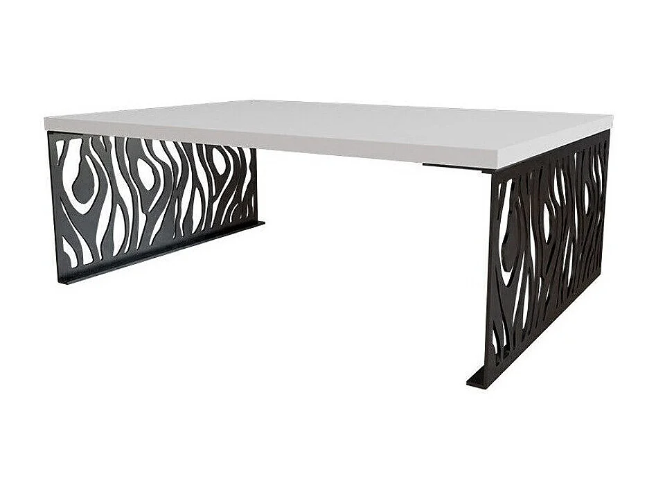 Table basse Germantown 108, Noir mat|Blanc brillant, 45x70x100cm, Stratifié, Angulaire