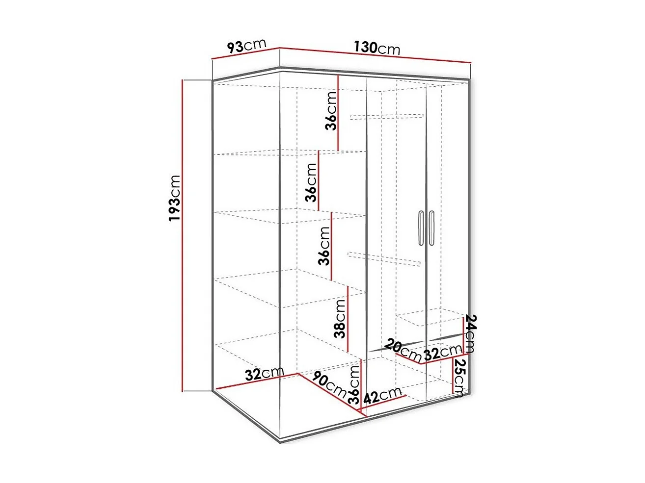 Armoire Veravie 101, Blanc|Gris clair|Graphite, 193x130x93cm