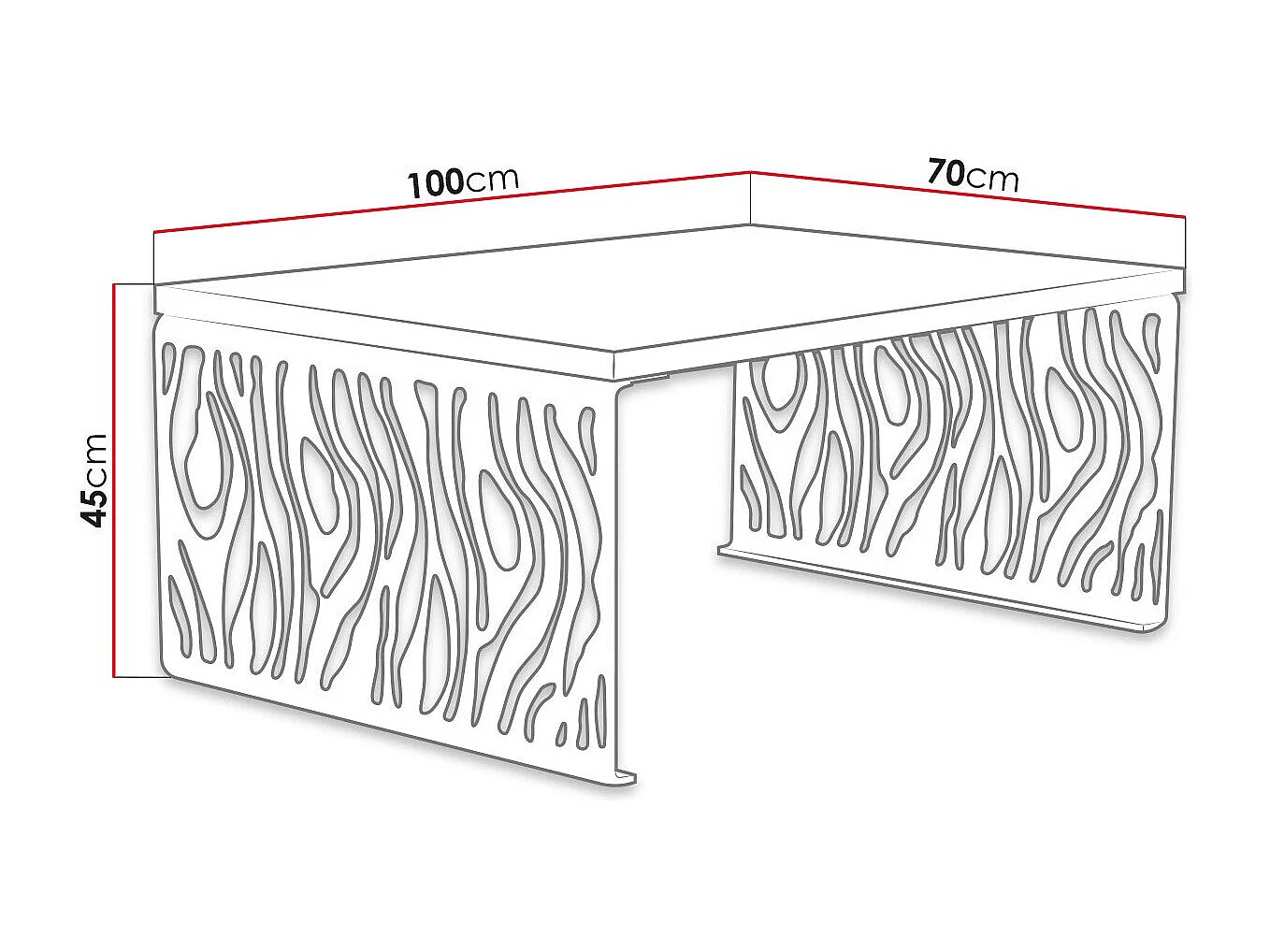 Table basse Germantown 108, Noir mat|Chêne, 45x70x100cm, Stratifié, Angulaire