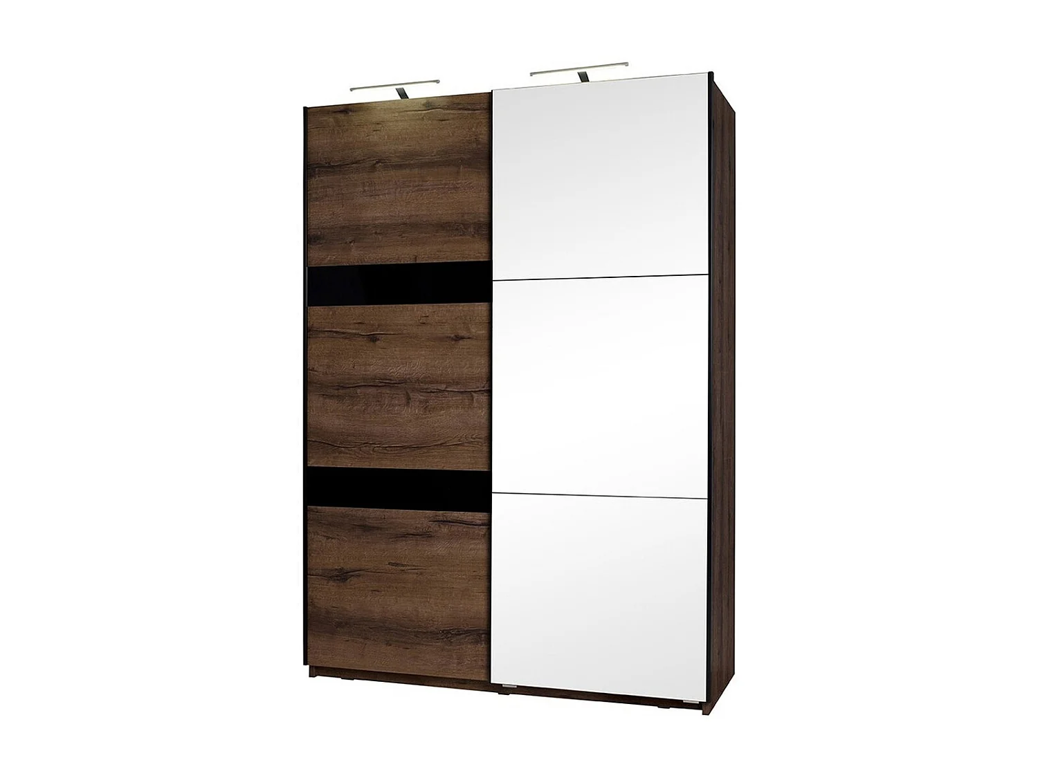 Armoire Fivelbo 109, Chêne du Monastery|Noir brillant, 215x150x69cm, Nombre d'étagères: 5