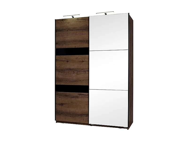 Armoire Fivelbo 109, Chêne du Monastery|Noir brillant, 215x150x69cm, Nombre d'étagères: 5