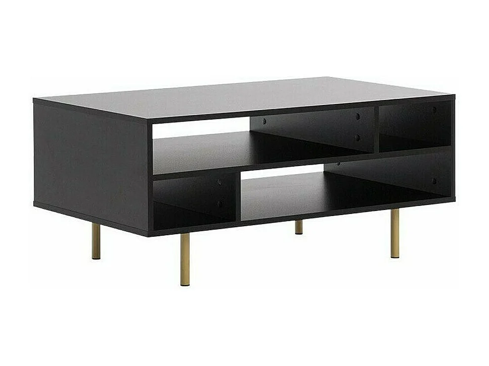 Table basse Virdomi 102, Noir, 45x60x100cm, Stratifié, Angulaire