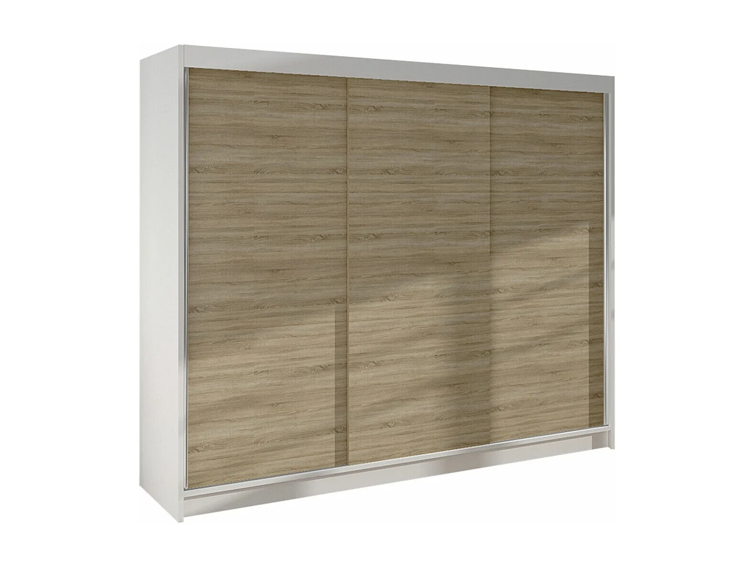 Armoire Closico 159, Blanc|Sonoma chêne, 215x200x58cm, Portes d'armoire: Coulissantes