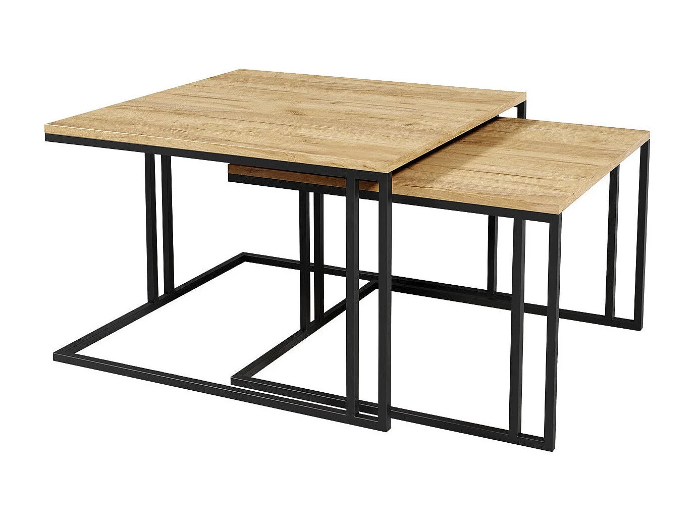 Ensemble tables basses Oswego 110, Marron|Noir, 50x76x76cm, Stratifié, Angulaire