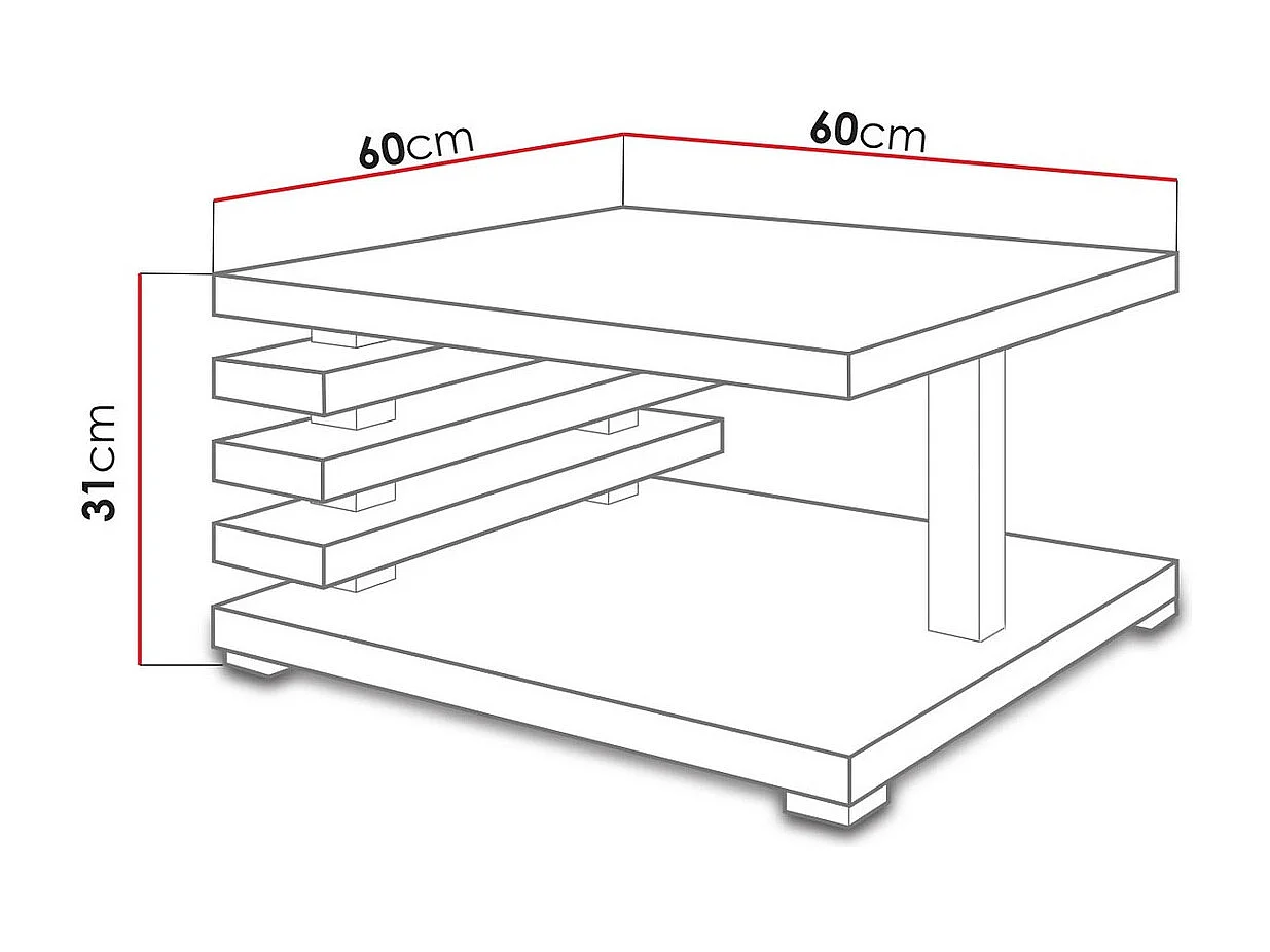 Table basse Goodyear 122, Mat blanc, 31x60x60cm, Stratifié, Angulaire