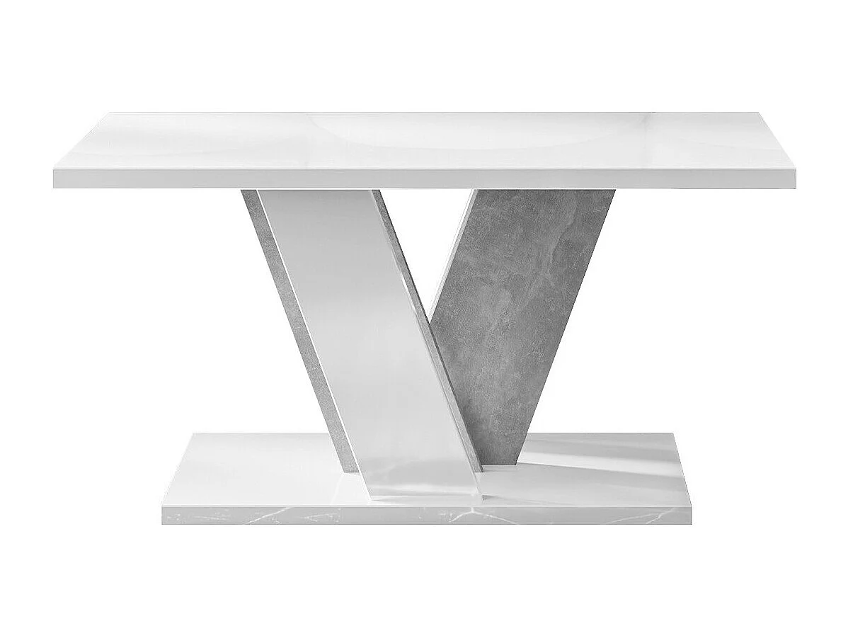 Table basse Goodyear 128, Blanc brillant|Gris, 60x70x110cm, Stratifié, Angulaire