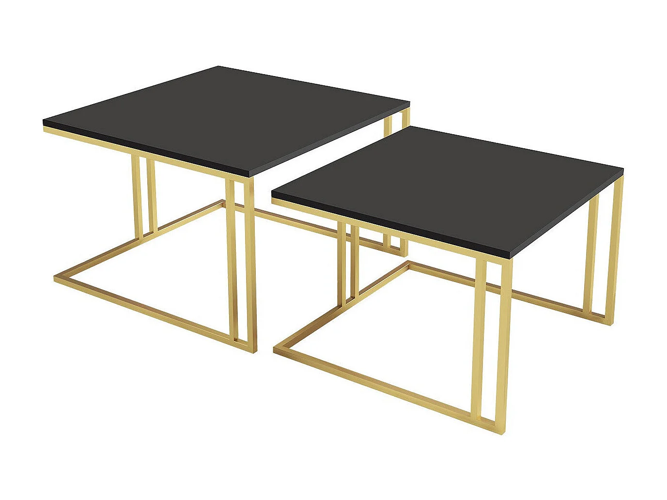 Ensemble tables basses Oswego 110, Doré|Noir, 50x76x76cm, Stratifié, Angulaire