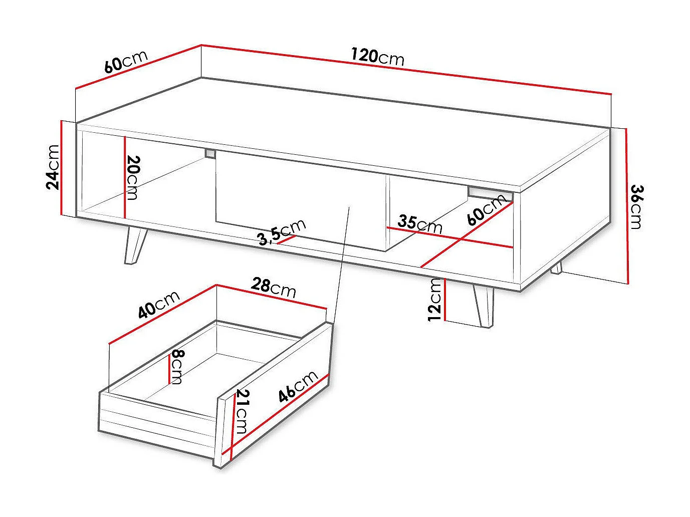 Table basse Comfivo Romtori 104, Chêne Artisan, 36x60x120cm, Stratifié, Angulaire