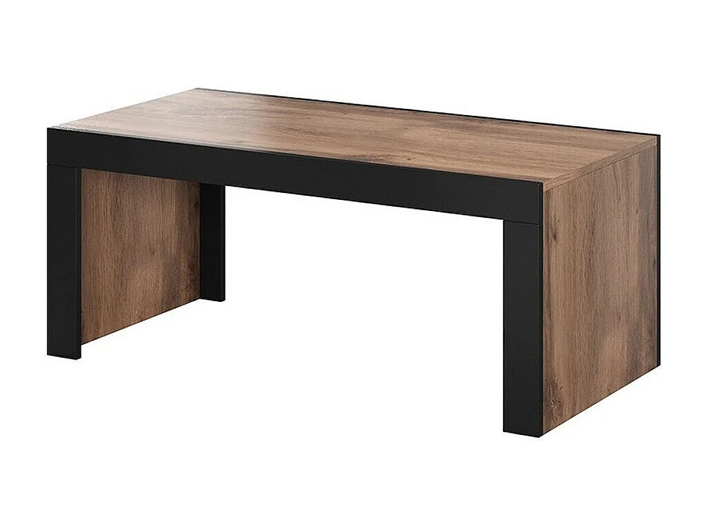 Table basse Charlotte 146, Chêne wotan|Noir, 50x60x120cm, Stratifié, Angulaire
