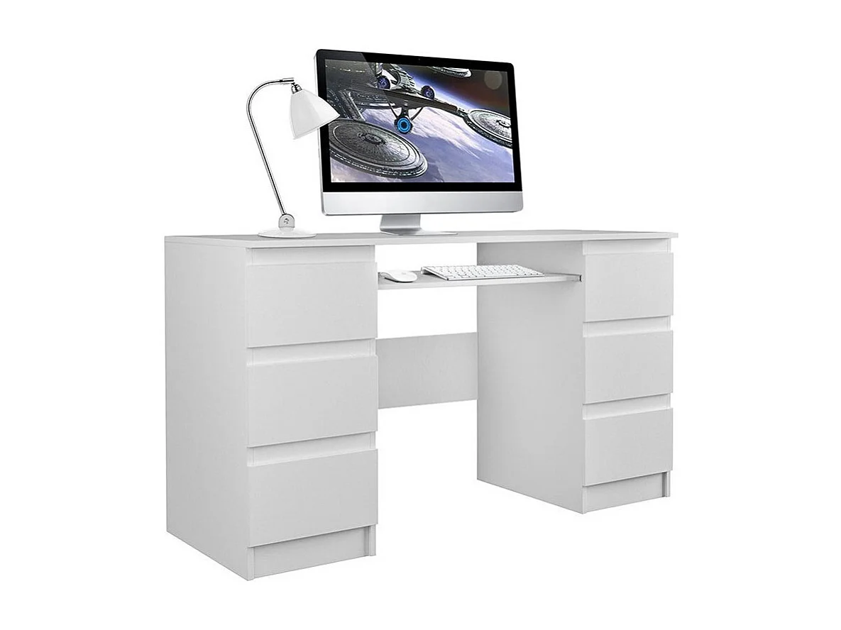 Bureau Comfivo 448, Étagère à clavier|Avec tiroirs, Nombre de tiroirs: 6, 76x130x51cm