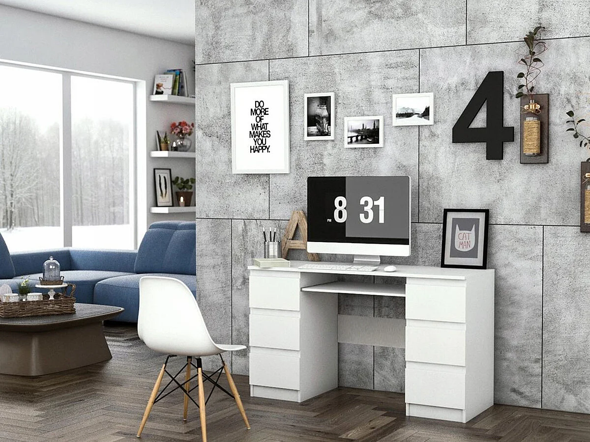 Bureau Comfivo 448, Étagère à clavier|Avec tiroirs, Nombre de tiroirs: 6, 76x130x51cm