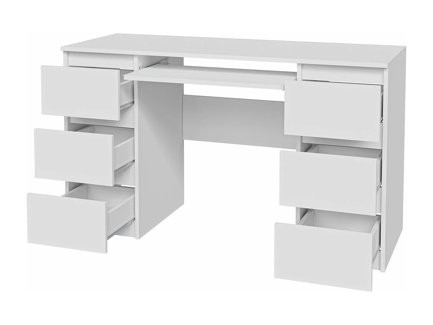 Bureau Comfivo 448, Étagère à clavier|Avec tiroirs, Nombre de tiroirs: 6, 76x130x51cm