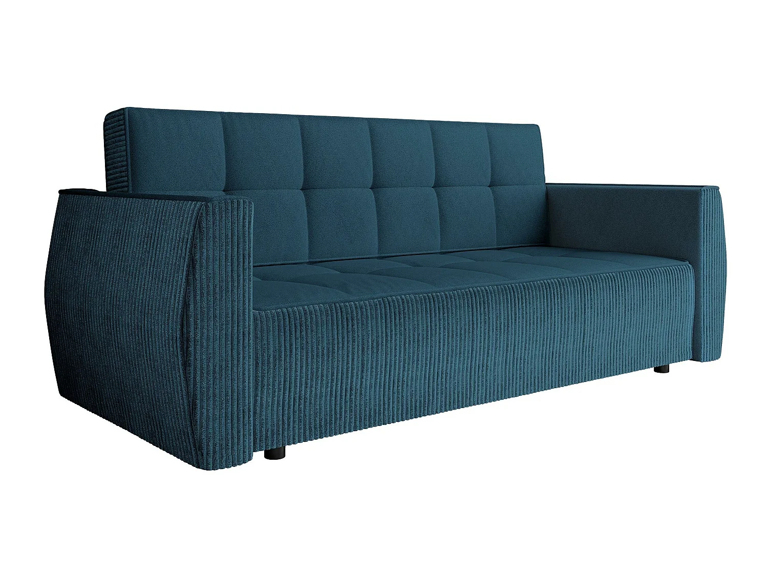 Canapé convertible clic-clac 2 places en velours bleu EDINBURG 93x225x98 cm