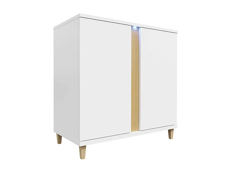 Buffet Livseri 102, Blanc|Clair bois|Blanc brillant, 88x92cm, Le nombre de portes: 240cm