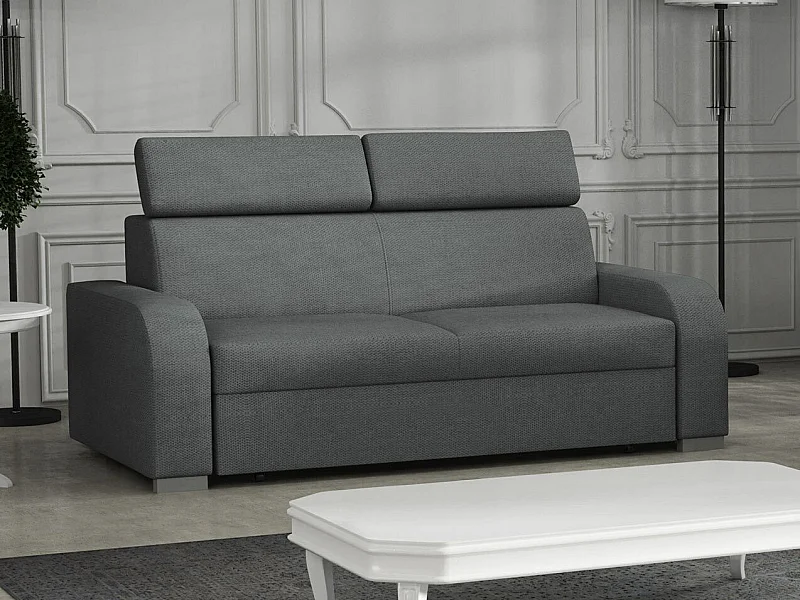 Canapé Etrcala 102, Gris, 200x100x85cm, Tissu, Pieds: Plastique|Bois