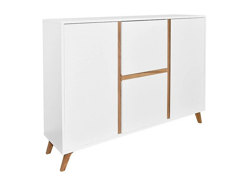 Commode Mavenoa 100, Chêne doré|Blanc, Tiroirs et portes, Nombre de tiroirs: 2, 95x130cm