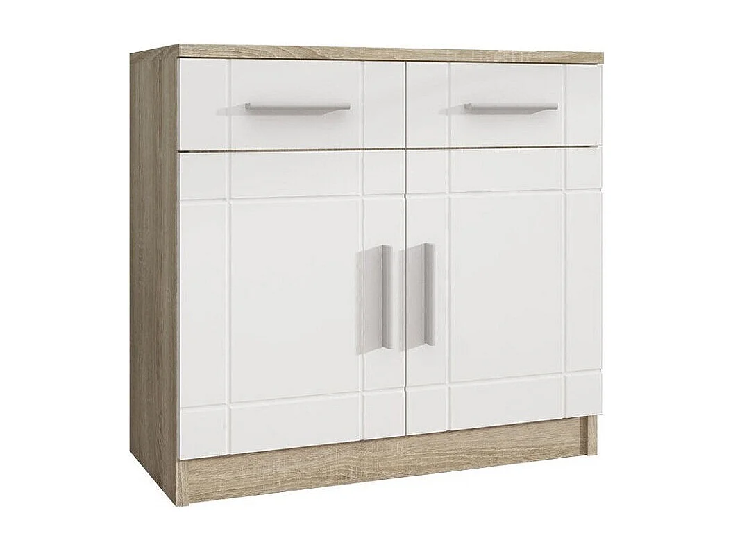 Commode Tucson 144, Blanc|Sonoma chêne, Tiroirs et portes, Nombre de tiroirs: 2, 70x69cm