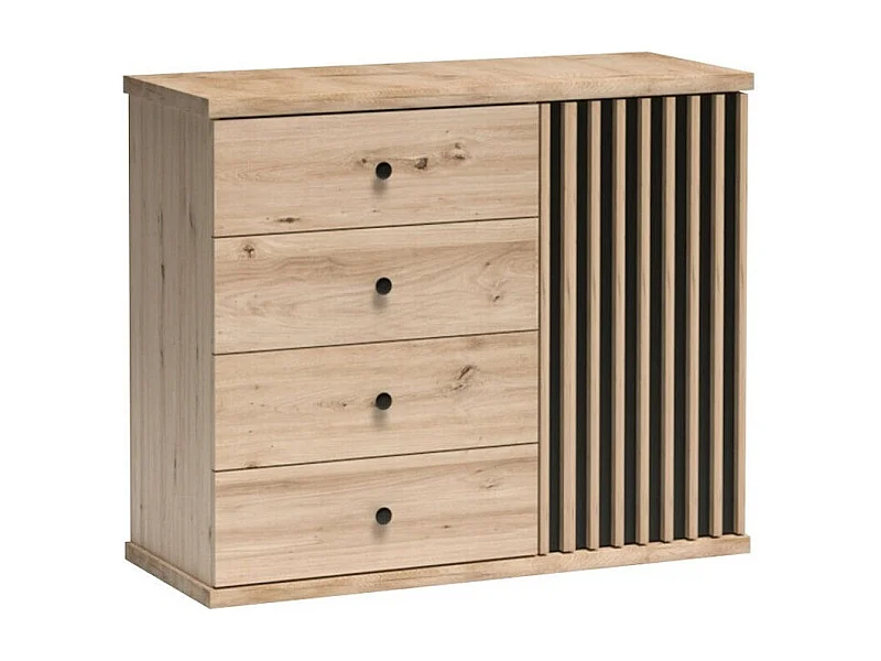 Commode Venmava 104, Chêne Artisan|Noir, Tiroirs et portes, Nombre de tiroirs: 4, 85x41cm