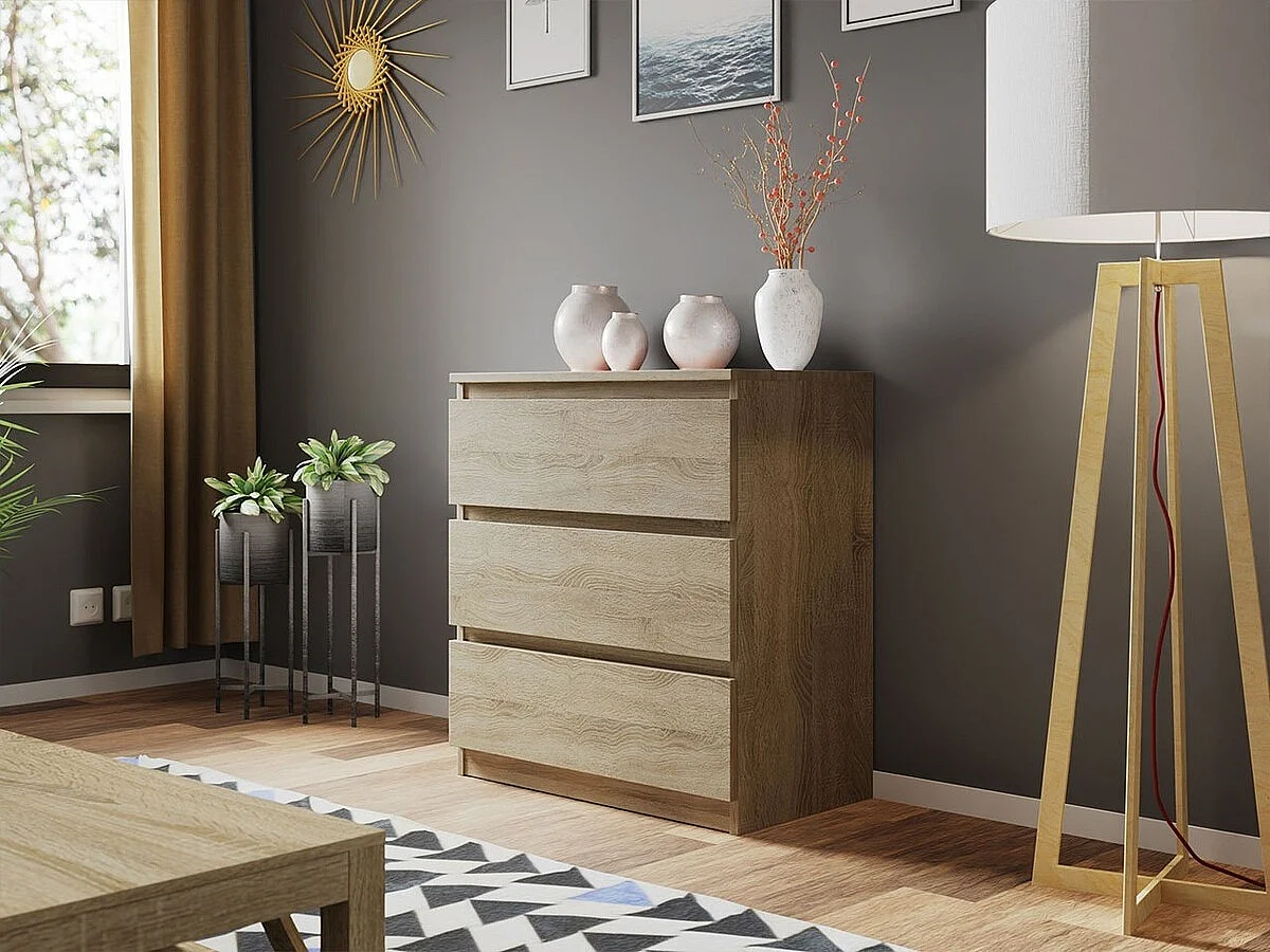 Commode Comfivo 159, Sonoma chêne, Avec tiroirs, Nombre de tiroirs: 3, 77x70x40cm