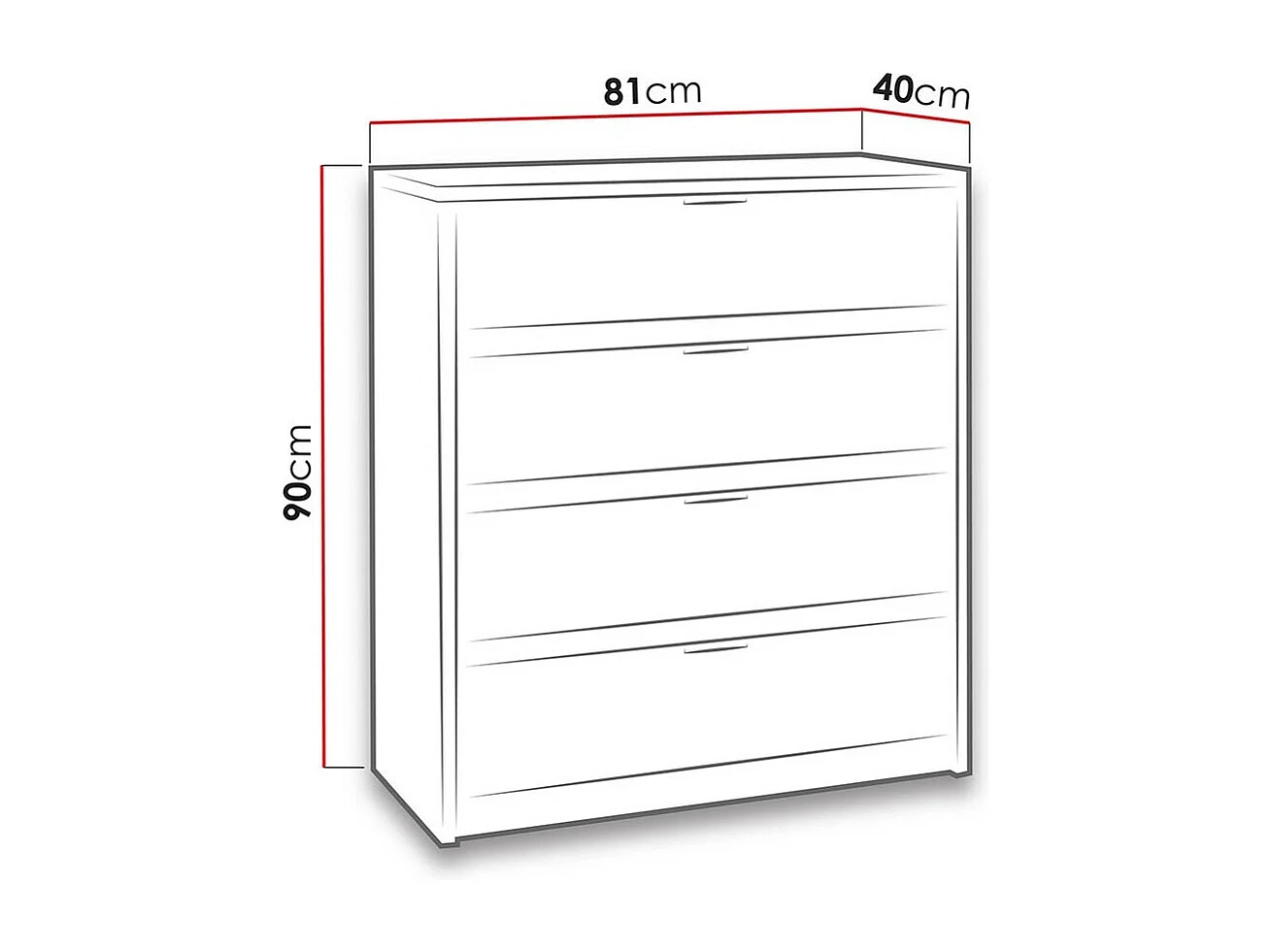 Commode Fivelbo 102, Chêne du Monastery|Noir brillant, Avec tiroirs, Nombre de tiroirs: 4