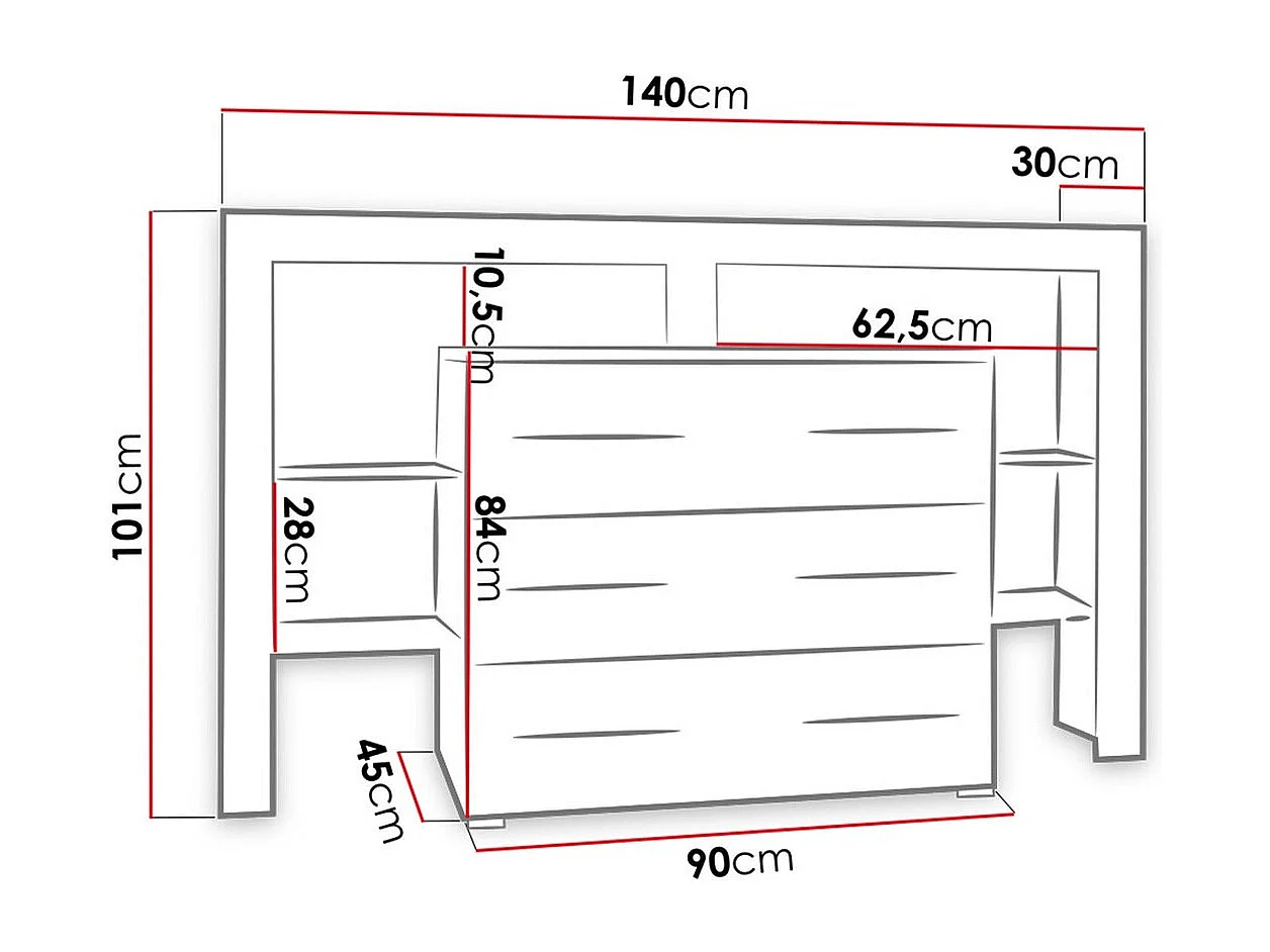 Cómoda Aestas I, Blanco|Gris brillante, Con cajones, Número de cajones: 3, 101x140x45cm