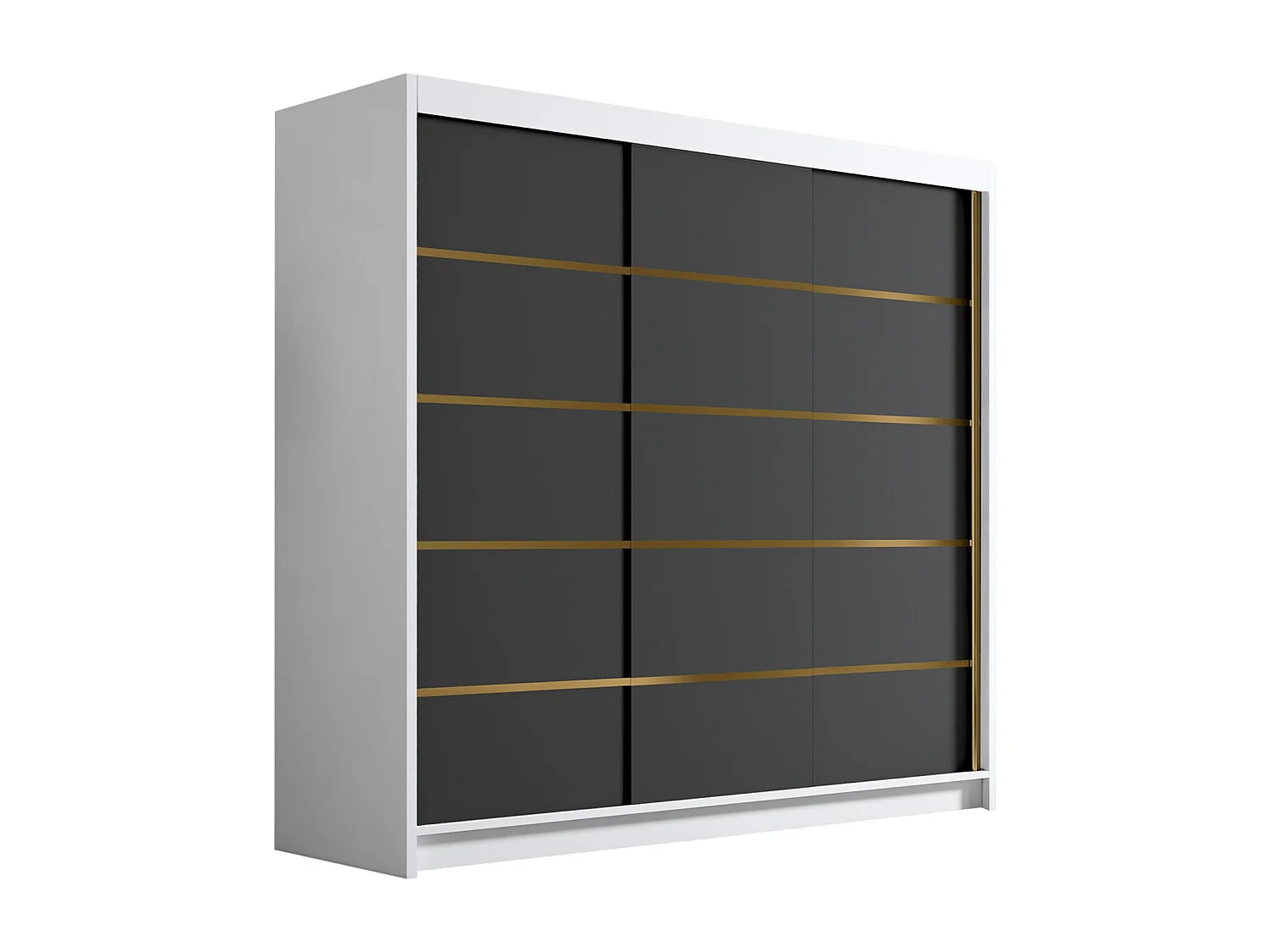 Armoire Closico 185, Noir|Blanc, 215x200x58cm, Portes d'armoire: Coulissantes