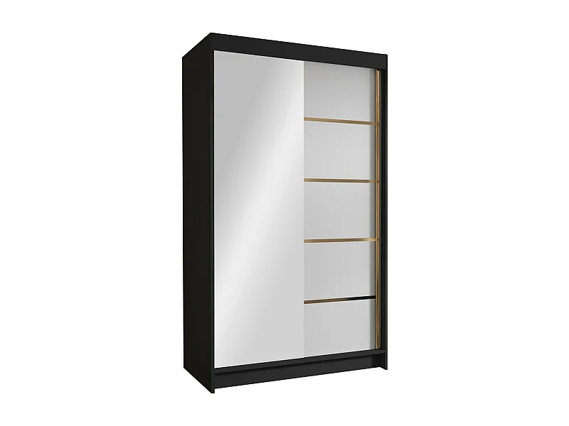 Armoire Closico 189, Noir|Blanc, 200x100x58cm, Portes d'armoire: Coulissante