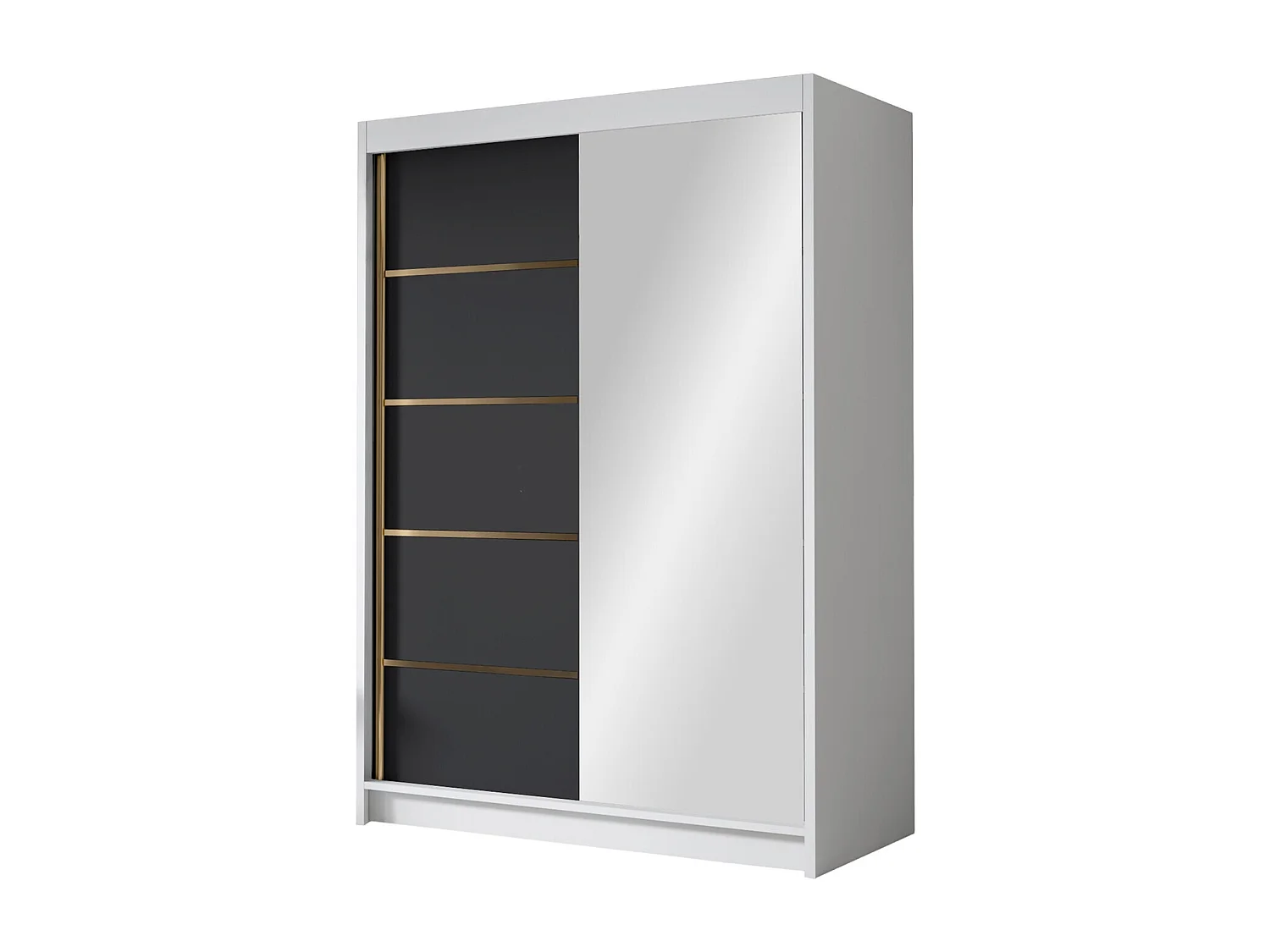 Armoire Closico 188, Noir|Blanc, 200x120x58cm, Portes d'armoire: Coulissantes