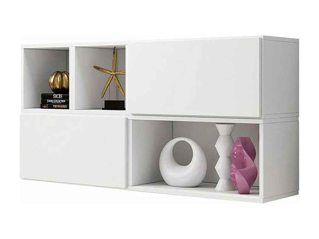 Ensemble d'armoires Corbele 120, Blanc, 76x151x39cm, MDF|Stratifié