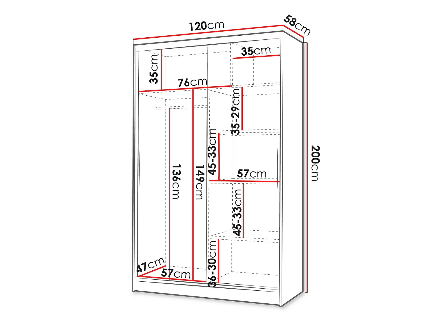 Armoire Closico Salvor II, Nombre d'étagères: 5, 20x12x6cm